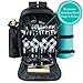 One Savvy Girl Picnic Backpack for 4 with Premium Stainless Steel Tableware - Complete 4 Person Picnic Basket Set w/Blanket, Insulated Food Cooler Bag, Wine Opener, Cheese Board, Napkins & More
