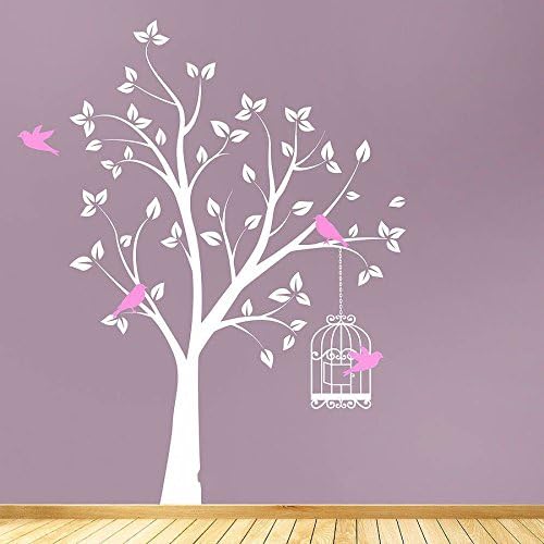Special Tree Bird Cage Wall Art Stickers Decal Wall Art Home Decoration Vinyl Wall Sticker Removable Decor-You select color