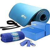 Yes4All Yoga Starter Set Kit - Include: 2 Yoga Blocks, Yoga Strap with D-ring, Yoga Towel & NBR Yoga Foam Mat – Yoga Kit for Beginners (Blue)