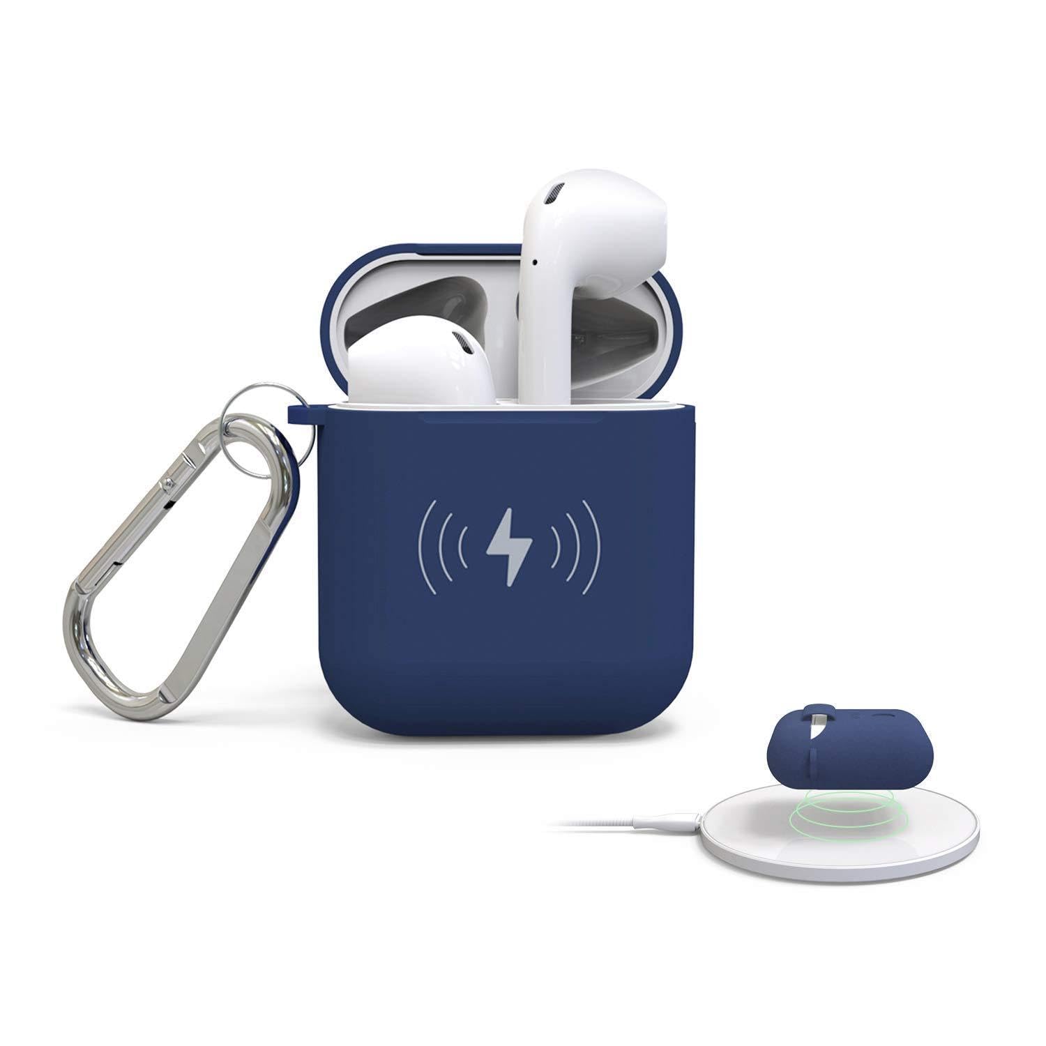 GAZEON Qi Wireless Charging Airpods Case Cover/Skin | Protective Case Holder Compatible With Airpods (Midnight Blue)