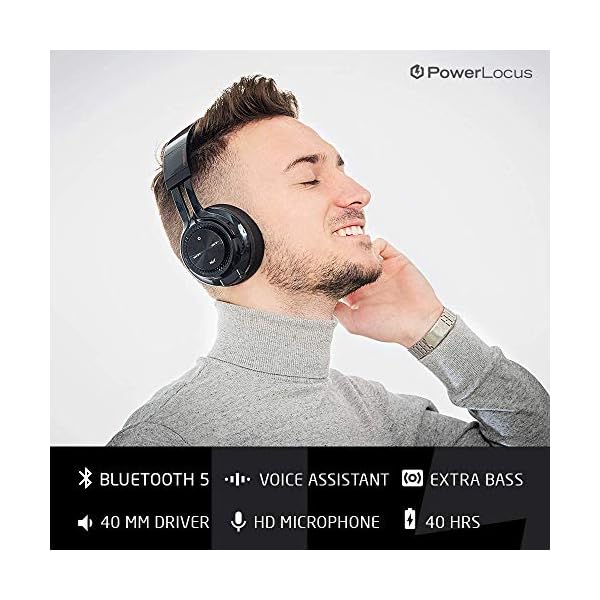 PowerLocus P3 Bluetooth Headphones Over-Ear, [40h Playtime, Bluetooth V5.0] Wireless Headset Hi-Fi Stereo Headphone…