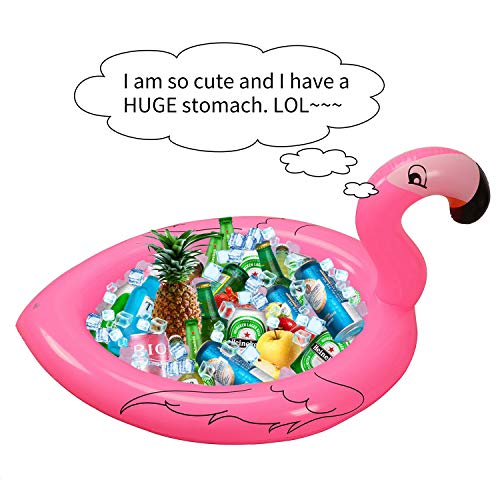 InnoBase Inflatable Flamingo Cooler Drink Holders Flamingo Beach Hawaiian Luau Pool Birthday Bachelorette Party Supplies Decorations Salad Buffet Serving Bar Tray Ice Chest for BBQ Picnic