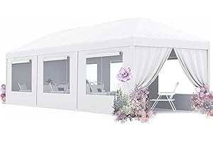 Quictent 10x30 Heavy Duty Party Tent with 6 Removable Mesh Windows & Ventilation - Waterproof Outdoor Canopy Tent for Weddings, Backyard Events, Shelter, UV Protection (White)