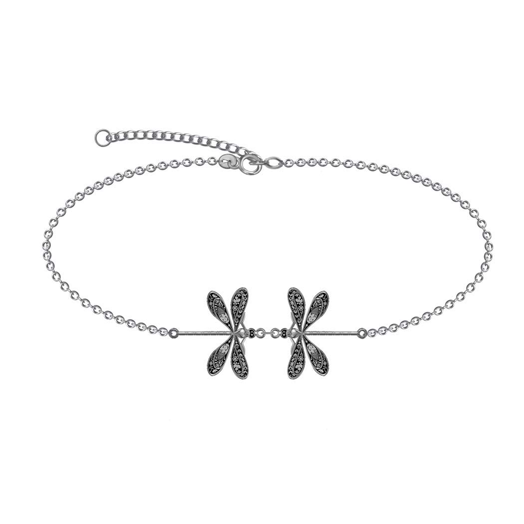 HARMONY BOLA Dragonfly Bracelet 925 Sterling Silver Cute Animal Ankle Dainty Jewellery Birthday Gift for Women Teen 9”+1”