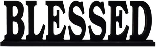 Amazon Com Black Wood Blessed Cut Out Block Letters Standing