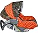 Infant Car Seat Cover, Baby Car Seat Cover, Slip Cover- Camo with Orange Minky!