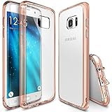 Galaxy S7 Edge Case, Ringke [Fusion] Crystal Clear PC Back TPU Bumper [Drop Protection/Shock Absorption Technology][Attached Dust Cap] For Samsung Galaxy S7 Edge - Rose Gold Crystal