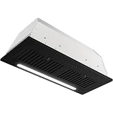 JOEAONZ Range Hood Insert 30 Inch 600 CFM Matte Black Built-in Extractor | Stainless Steel, Shadowless Design Long LED Lighting, Push Button, Dishwasher-safe Baffle Filter, Ducted/Ductless Convertible