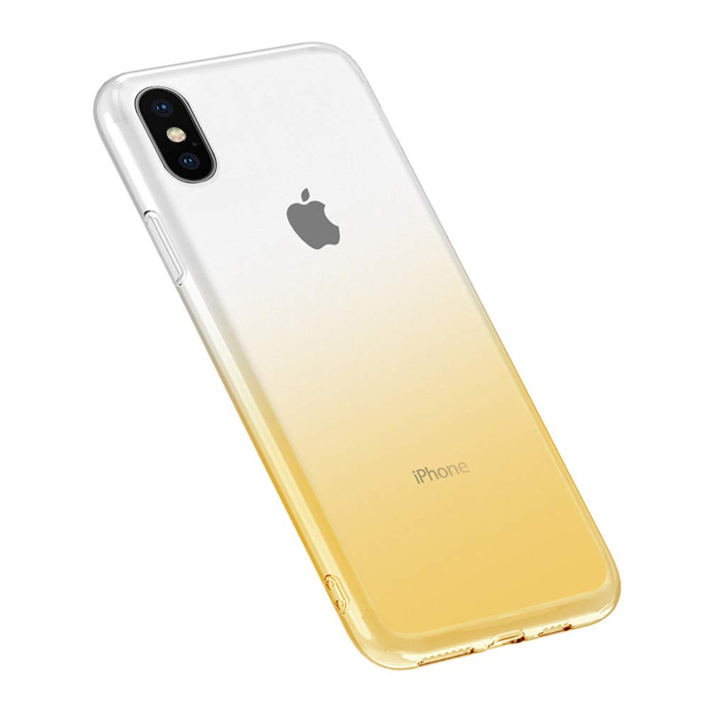 Oihxse Compatible with iPhone 7/iphone 8 Case Chic Clear Gradient Colour Design Ultra Slim Back Cover Skin, Soft Silicone Wireless Charge Shockproof Glitter TPU Bumper Shell-Transparent Yellow