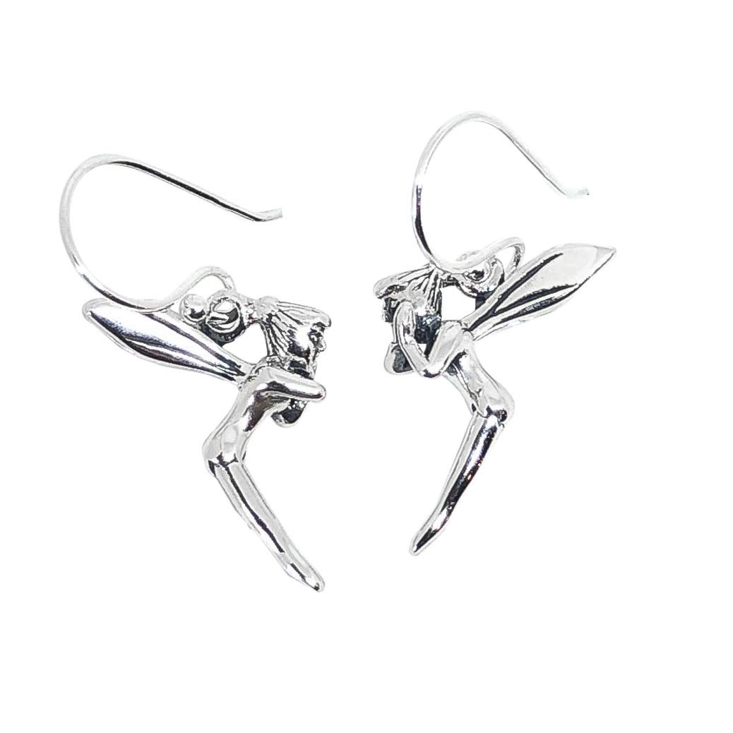 925 Sterling Silver Fairy Angel Wings Necklace Earrings Birthday Anniversary Christening Gift Girls Women (Enchanted Fairy Earrings)