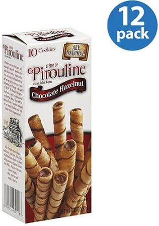 Creme de Pirouline Chocolate Hazelnut Artisan Rolled Wafers, 3.25 oz, (Pack of 12)