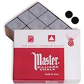 Master Billiard Pool Cue Chalk Premium Quality - 1 Dozen - Made in The USA + 2 pcs of Quality Billiard Pool Table Spots by Tweeten Fibre Co.