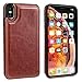 iPhone Xs Max Wallet Case with Card Holder,OT ONETOP Premium PU Leather Kickstand Card Slots Case,Double Magnetic Clasp and Durable Shockproof Cover 6.5 Inch(Brown)