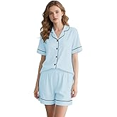 Betusline Womens Pajamas Set Short Sleeve Button Down Sleepwear Pjs Soft Comfy 2 Piece Lounge Sets XS-XXL