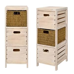 ts-ideen - Cajonera para baño (3 cajones), diseño vintage, color marrón