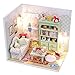Cuteroom Dollhouse Miniature DIY Wood Kit Dolls house with Cover and LED Toy Christmas Gift Birthday Gift Cute Room Relax Time