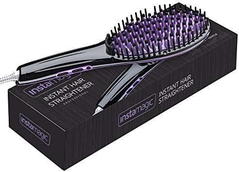 Premium InstaMagic Hair Straightening Brush - Electric Hair Straightening Brush (Fast Heat Up) - Salon Style Hair In Minutes!