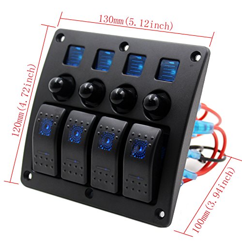 FXC Waterproof 4 Gang Rocker Switch Panel 12V/24V Circuit Breaker LED Rocker Indicator for RV Car Marine Boat ¡­ - Thumbnail 7