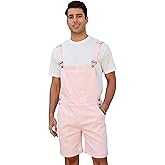 LONGBIDA Men's Denim Overalls Shorts Jean Bib Women Jumpsuit Casual Walkshort Summer Romper with Pockets