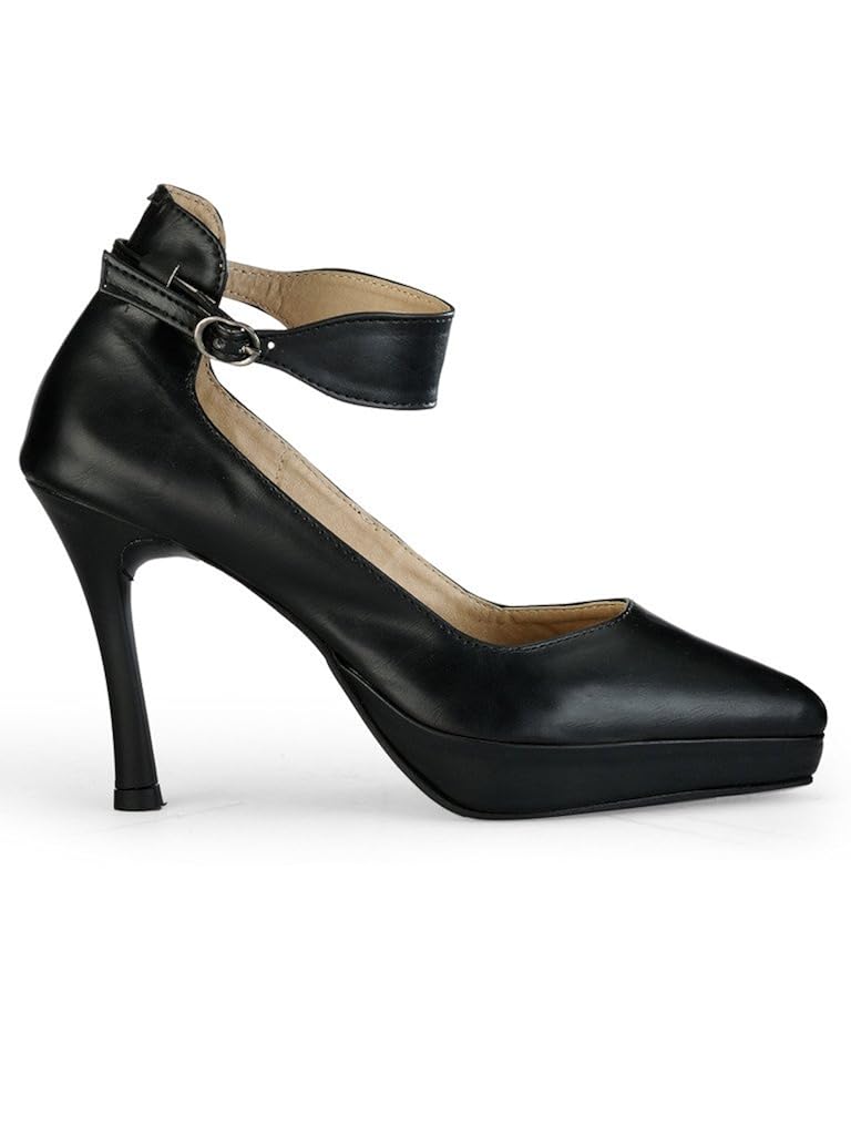 marc loire women's black buckle pumps