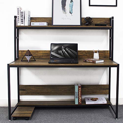 Modern Computer Desk Study Table - Bizzoelife 47 Inches Compact Writing Table with Hutch for Home Office Workstation - Thumbnail 2
