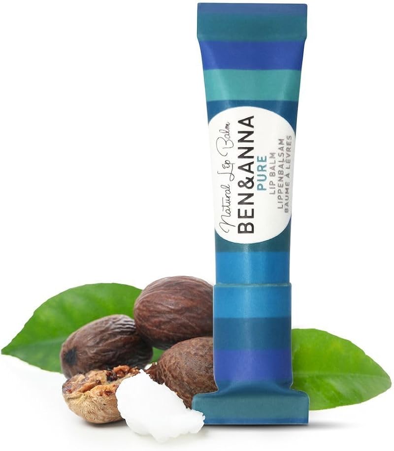 Ben & Anna Natural Pure Lip Balm 6g Shea Butter Coconut Oil Vitamin E Vegan