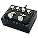 Mens Mother of Pearl Cufflinks and Dress Studs Set for Wedding Party