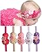 Qandsweet Baby Headbands with Zircon Crystal Flower Girl Hairband and Rose Buds Bow for Baby Shower