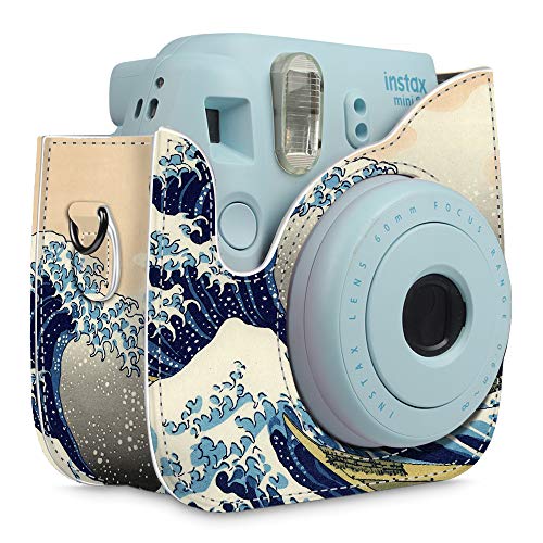 Fintie Housse Fujifilm Instax Mini 9/8 / 8 + Appareil Photo Instantané - Sac de Caméra en Cuir Voyage Caméra Cover Case Sac avec bandoulière Amovible, (Z- Rough Sea) - Image 5