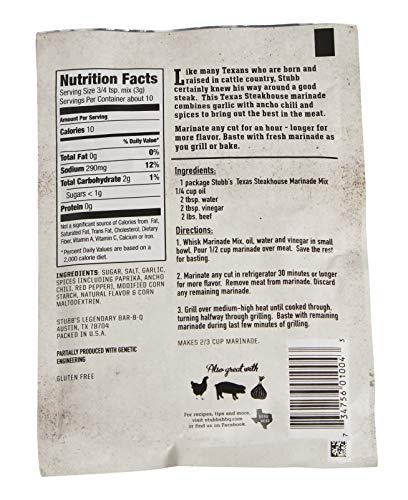 Stubb's Ancho Chili & Garlic Texas Steakhouse Marinade Mix, Gluten-Free, 1oz (Pack of 12)