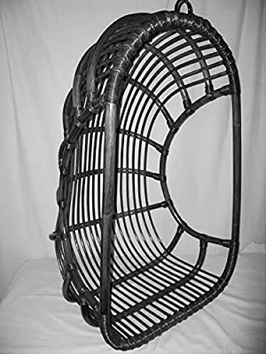 Hängesessel aus Rattan Hängekorb Hängestuhl Schwingsessel XL schwarz – Bild 3