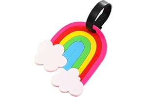 QFSH Rainbow Cloud Luggage Tag Silicone Travel Suitcase Bag Identifiers Baggage Tag Personalized Labels for Cruise Airport