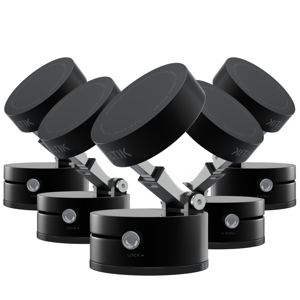 Statik HyperMount®(Gen 2) Vacuum Phone Mount Magnetic Phone Holder, Vacuum Seal Car Phone Mount, Use on Any Surface, Compatible with Apple MagSafe, Magnetic Rings Included for Android Devices, 5 Pack