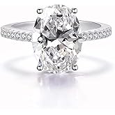 925 Sterling Silver Ring Oval Perfect Cut 3Ct Cubic Zirconia Rings CZ Eternity Engagement Wedding Band Ring for Women (US Code 6)