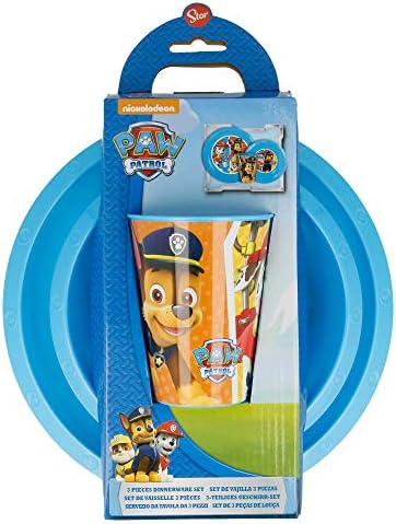 Easy Set 3 Pieces (Plate, Bowl and Glass 260 ml) in Case Paw Patrol Colours