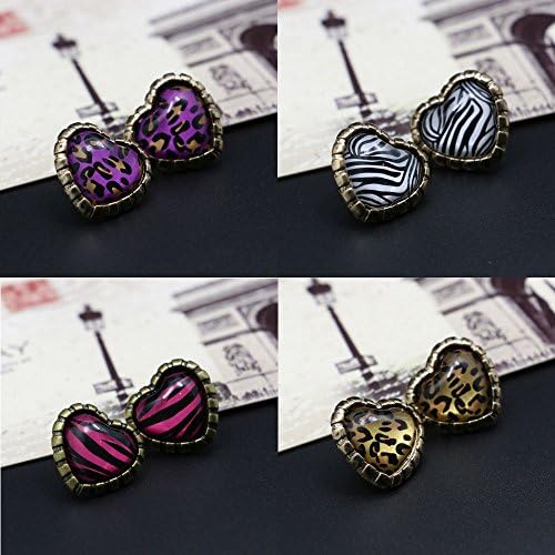 1Pair_Punk_Style_Leopard_Heart_Shape_Earrings_Women's_Zebra_Ear_Stud_Jewelry