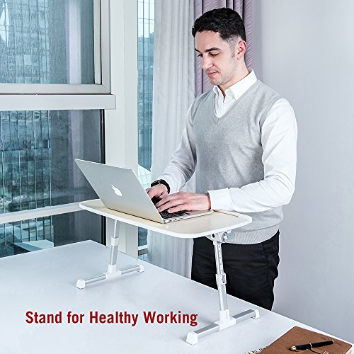 image for TaoTronics Foldable Laptop Table, Height Adjustable Bed Desk, Wide Sta