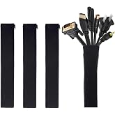 JOTO 4 Pack Cable Management Sleeve 19-20 Inches -Black | Cord Organizer System with Zipper for TV Computer Office Home Enter