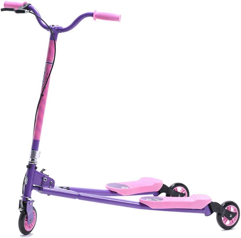 SED Child Sports Kick Scooters Traveling 3 Wheel Wiggle Scooter,Air Push Swing Scooter for Age 4 up Kids/Boys/Girls, Load-Bearing 65Kg Outdoor Mini Balance Car Toy,Purple