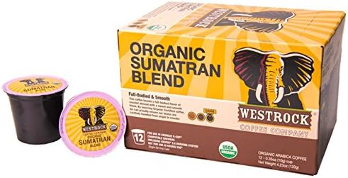 Westrock Coffee Company, Organic Certified Sumatran Blend, Single Serve Coffee Cup, Dark Roast (12)