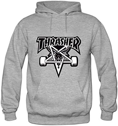 Women's thrasher DIY Cotton Graphic Hoodies Jacqueline begay M Grey