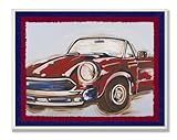 The Kids Room by Stupell Blue And Red Vintage Car Rectangle Wall Plaque, 11 x 0.5 x 15, Proudly Made in USA