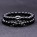 JOYA GIFT Black 8mm Round Beads Bracelet Set for Men Crown Tiger Head Charm Handmade Jewelry