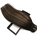 LAB·EH Remy Human Hair Extensions Clip in Balayage Natural Black to Chestnut Brown 20 Inch 7pcs 120g Real Clip in Hair Extensions Real Hair Extensions Natural Straight Extensions