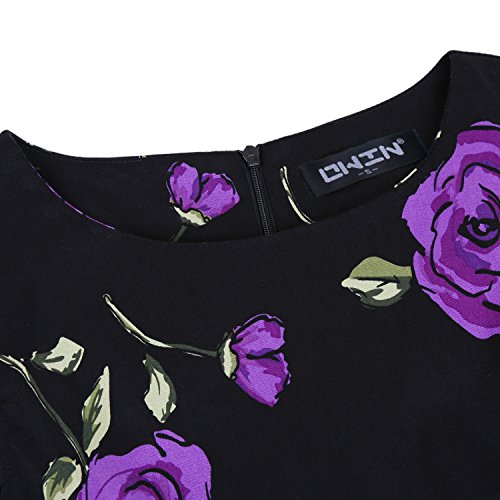 OWIN Women's Vintage 1950's Floral Spring Garden Picnic Dress Party Cocktail Dress