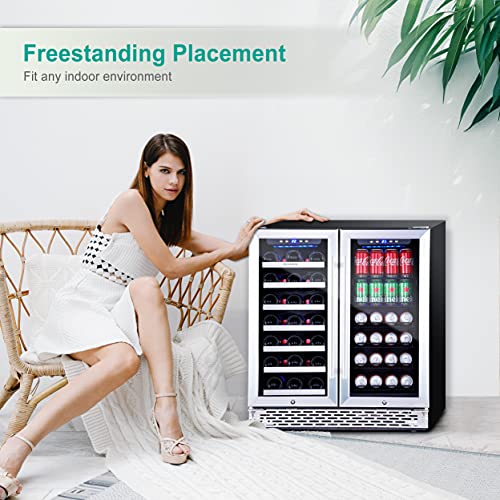 Phiestina Wine and Beverage Refrigerator 30 Inch BuiltIn Dual Zone