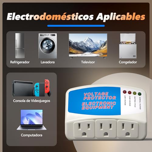 BSEED Protector de sobretensiones para electrodomésticos, 3 tomas de corriente, protector de voltaje, refrigerador de sobretensión, 1875 vatios, 120 V, 15 A (paquete de 4)