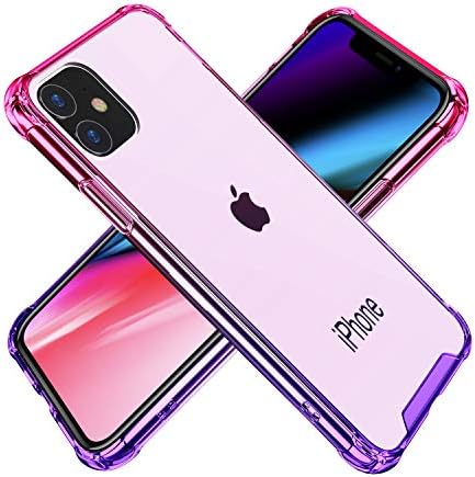 BAISRKE iPhone 11 Case, Slim Shock Absorption Protective Cases Soft TPU Bumper & Hard Plastic Back Cover for iPhone 11 6.1 inch [2019] - Pink Purple Gradient