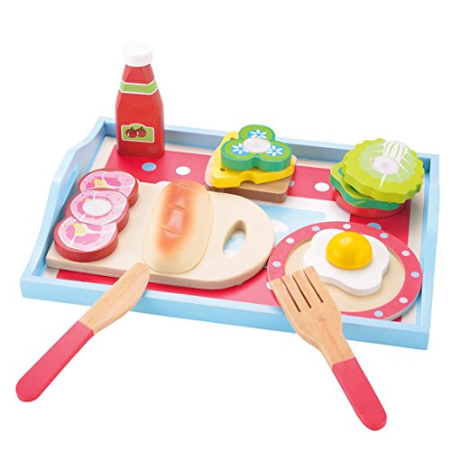 KIDS TOYLAND Play Food for Toddlers Kids Wooden New Breakfast Sandwich Set Pretend Food (15pcs) By