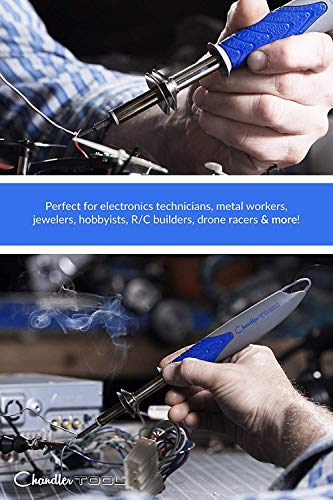 Chandler Tool Soldering Iron Kit - 30 Watt - Professional Quality Solder Iron With 5 Long-Life Tips + Stand + Lead-Free Wire